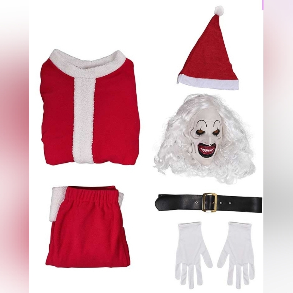 Mens Small Horror Terrifier Art The Clown Santa Outfit Halloween Cosplay Costume - Picture 3 of 6